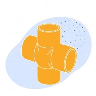 Крестовиная медная под пайку 66.7 мм М1р ГОСТ 32590-2013